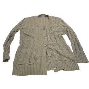 Zesica Chunky Cable Stitch Cardigan Olive XXL Buttons  Pockets Winter Fall